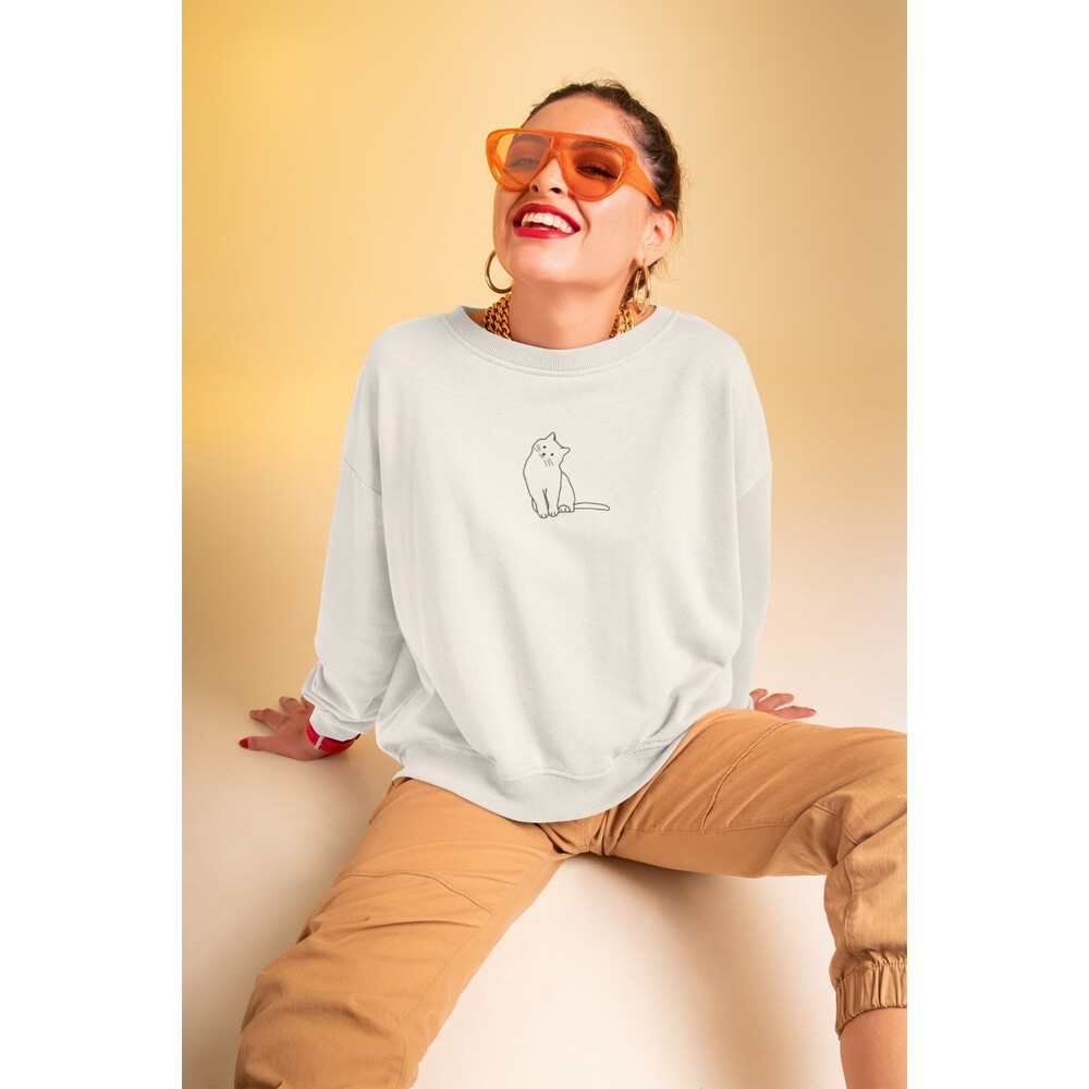 Felis Ayvalık Kedi Baskılı %100 Pamuklu Sweatshirt 