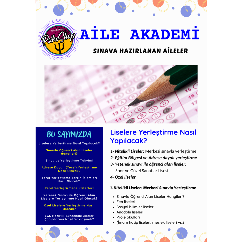 Sınava Hazırlanan Aileler - Aile Bülteni