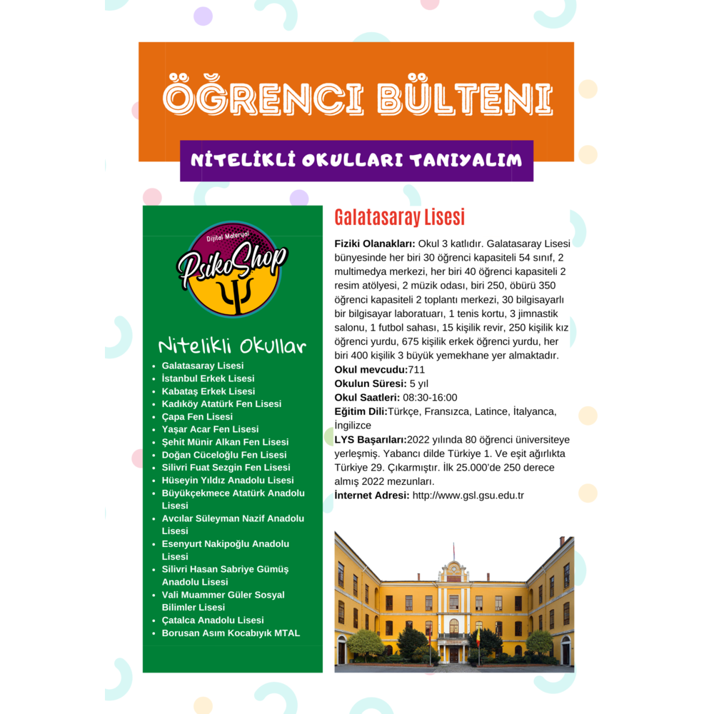 Nitelikli Okulları Tanıyalım - Öğrenci Bülteni