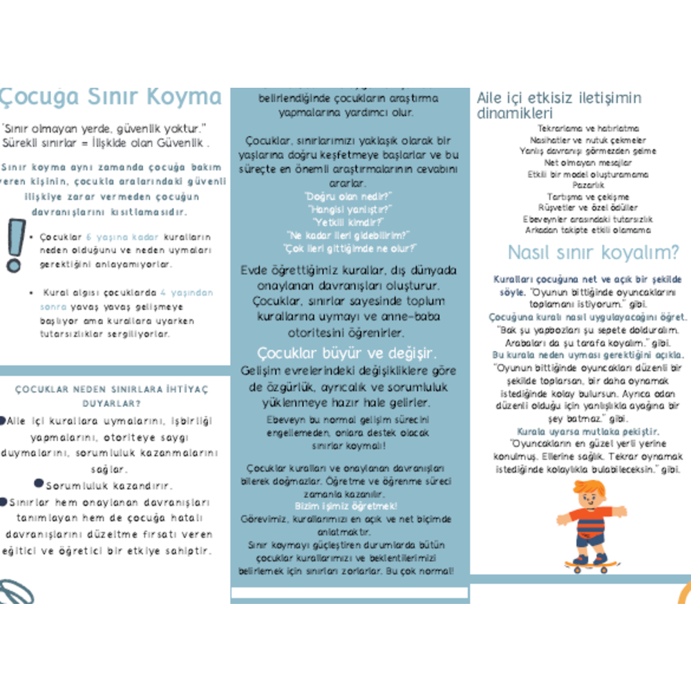 Çocuğa Sınır Koyma- Püf Noktalar Kitapçık