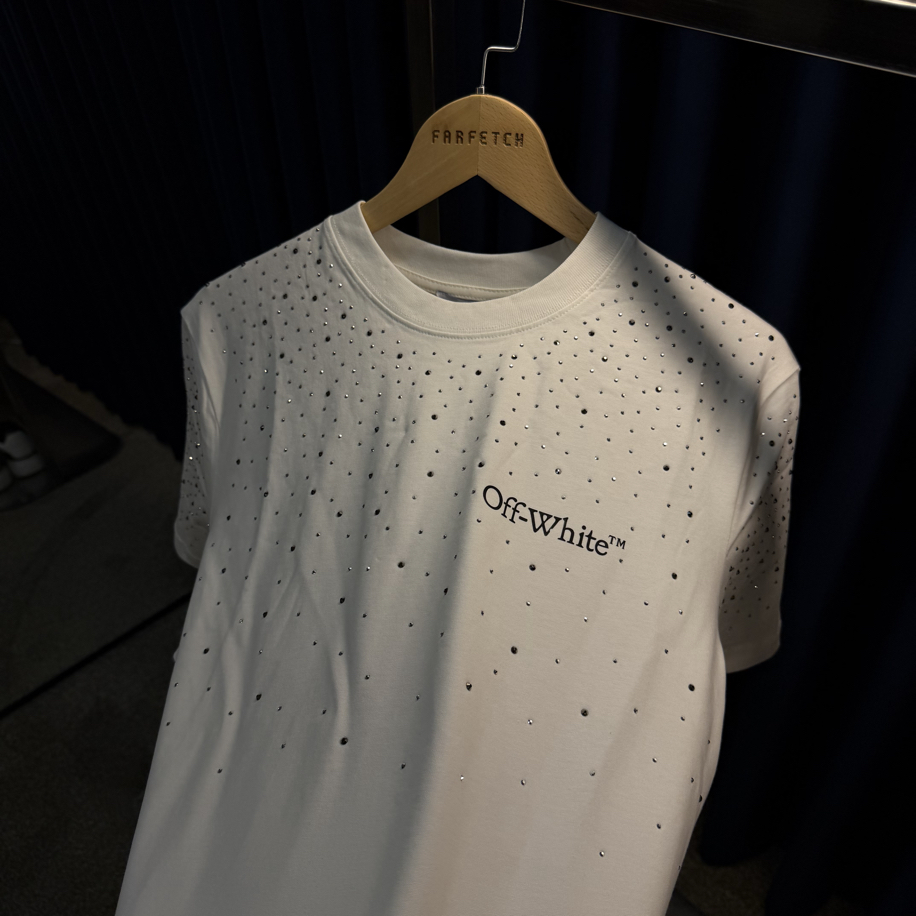 Off White Taşlı T-Shirt