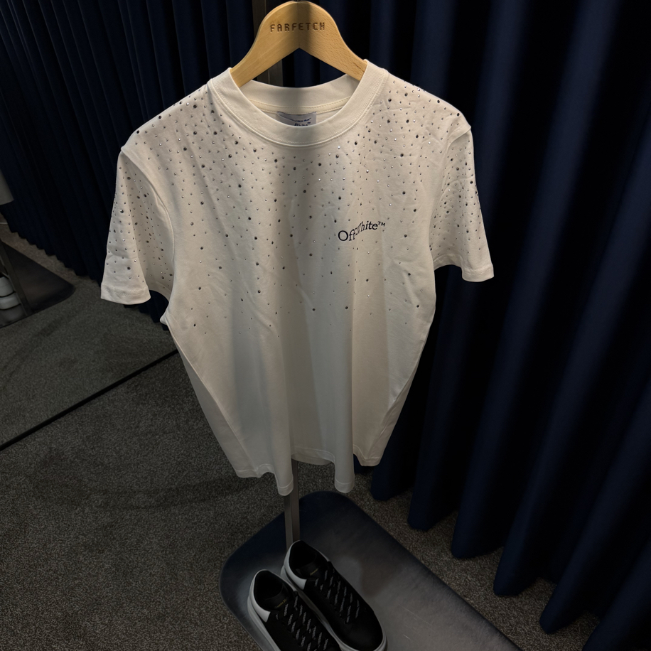 Off White Taşlı T-Shirt