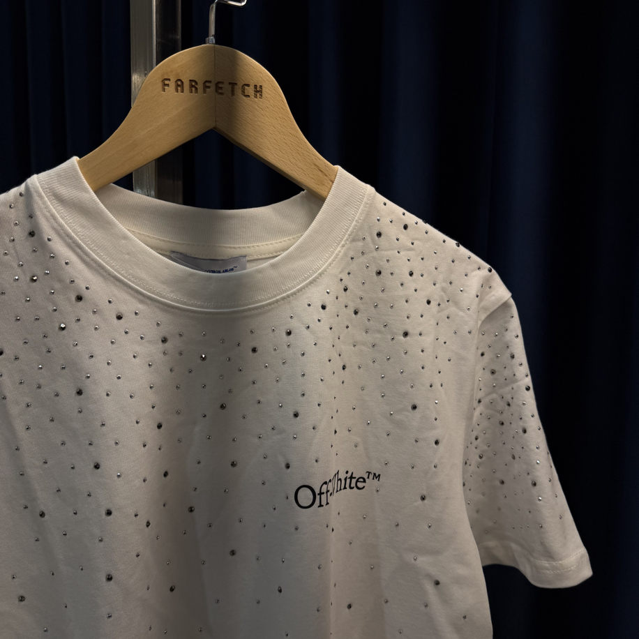 Off White Taşlı T-Shirt