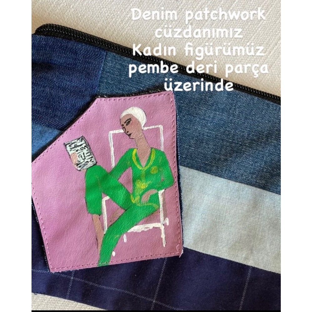 Patchwork Denim cüzdan