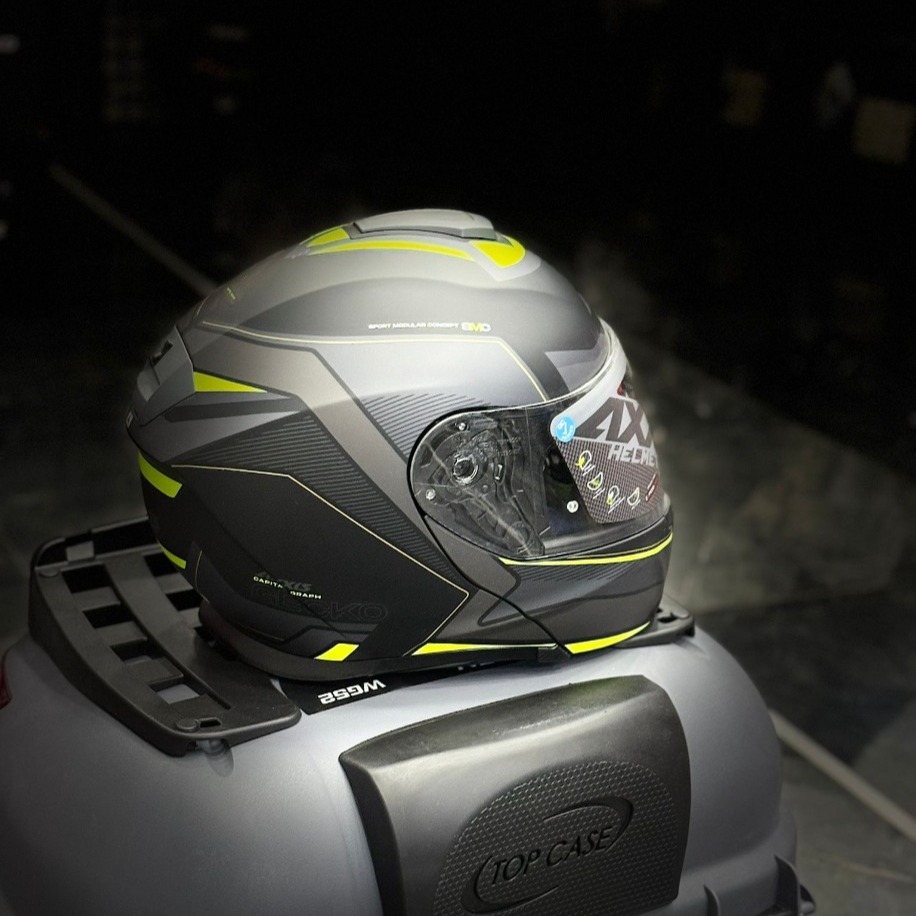 AXXIS GECKO SV CAPITAL B3 MATT FLUOR ÇENE AÇILIR KASK | Şeffaf