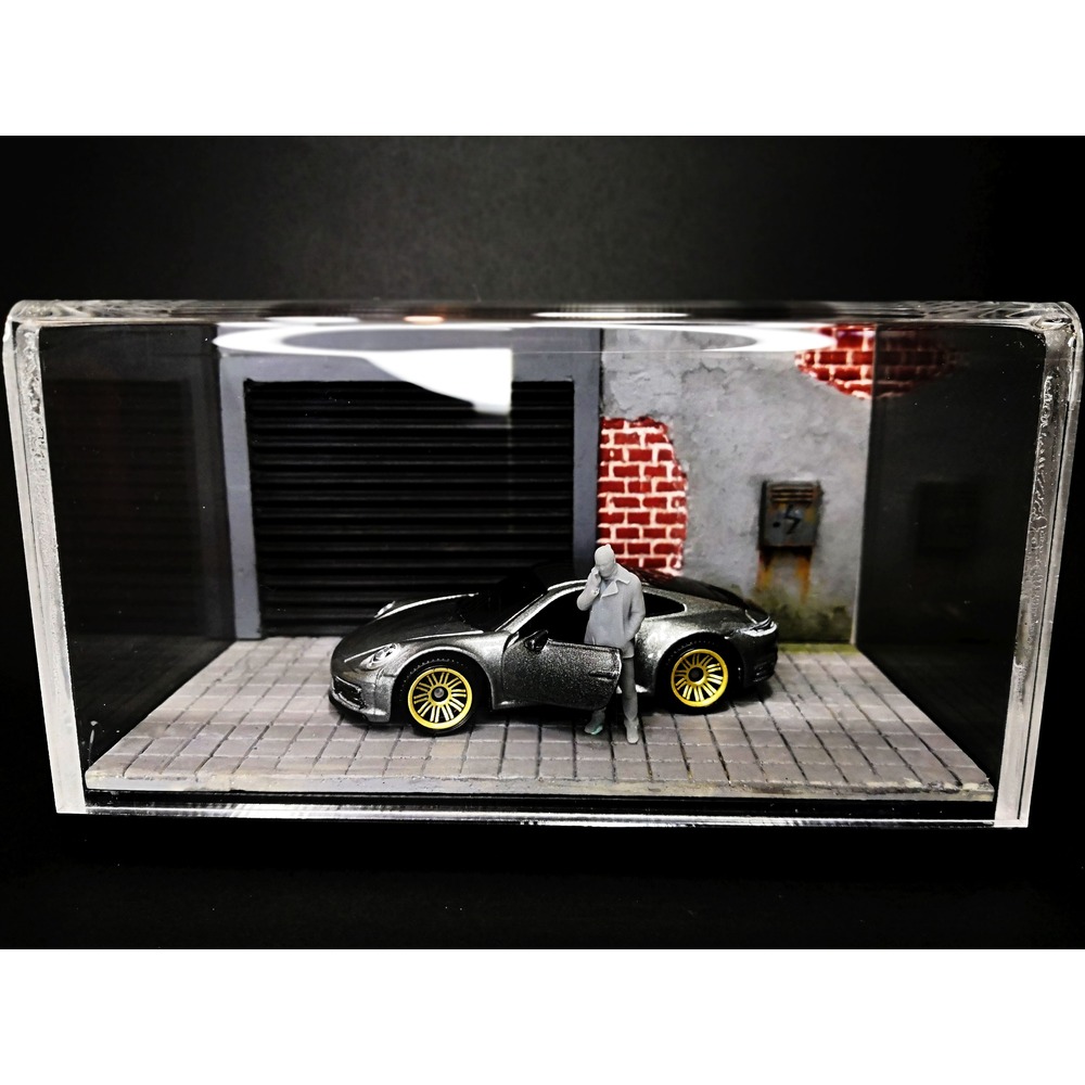 1/64 Garage Diorama Display Case (Black Blinds)