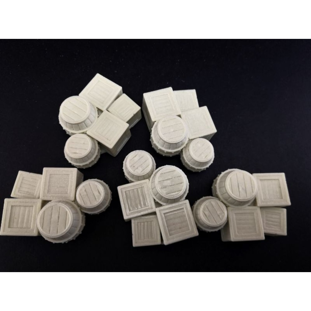 Fıçı ve Sandıklar 5 Adet 28mm Ölçek için 