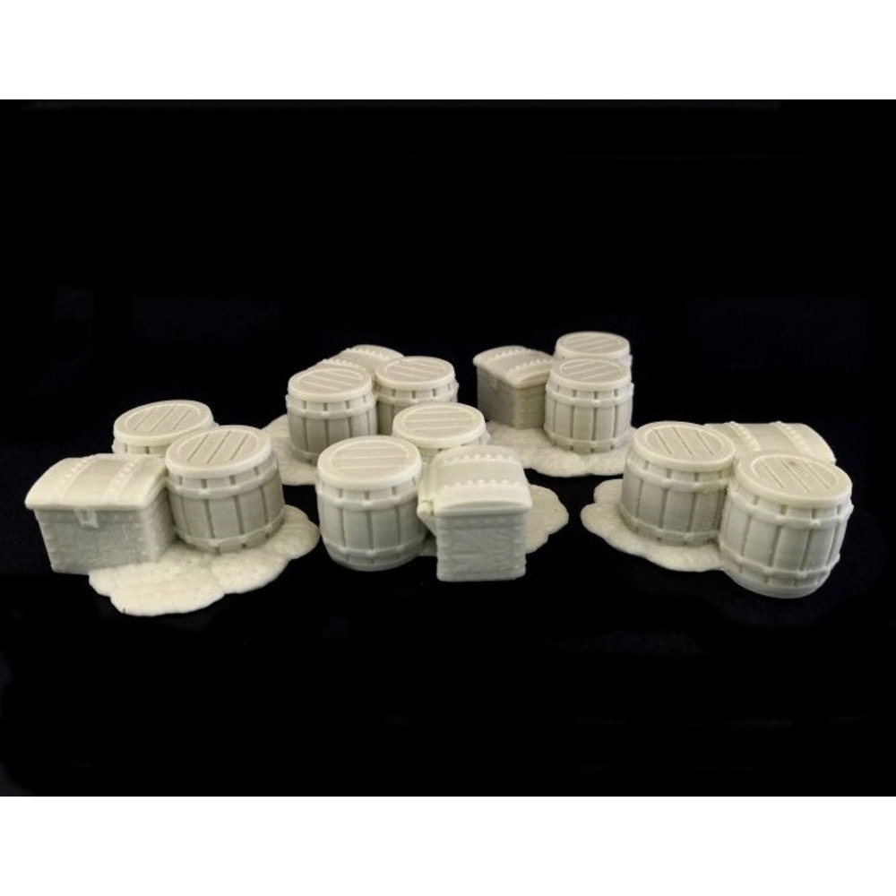 Zeminli Fıçı ve Sandık 5 Adet 28mm Ölçek için 