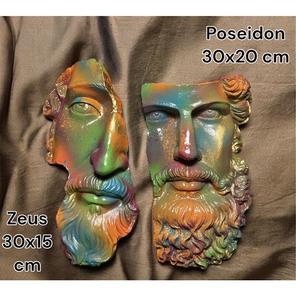 Pop Art Zeus&Poseidon Duvar Heykeli