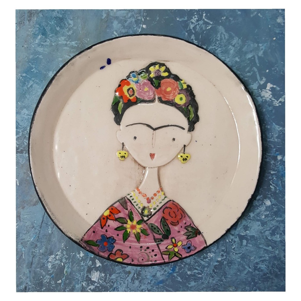 Frida Kahlo Desenli, Seramik Tabak