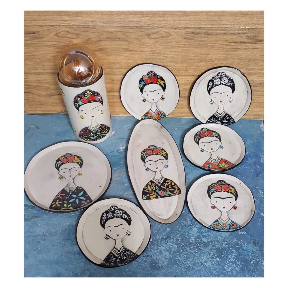Frida Kahlo Desenli, Seramik Tabak