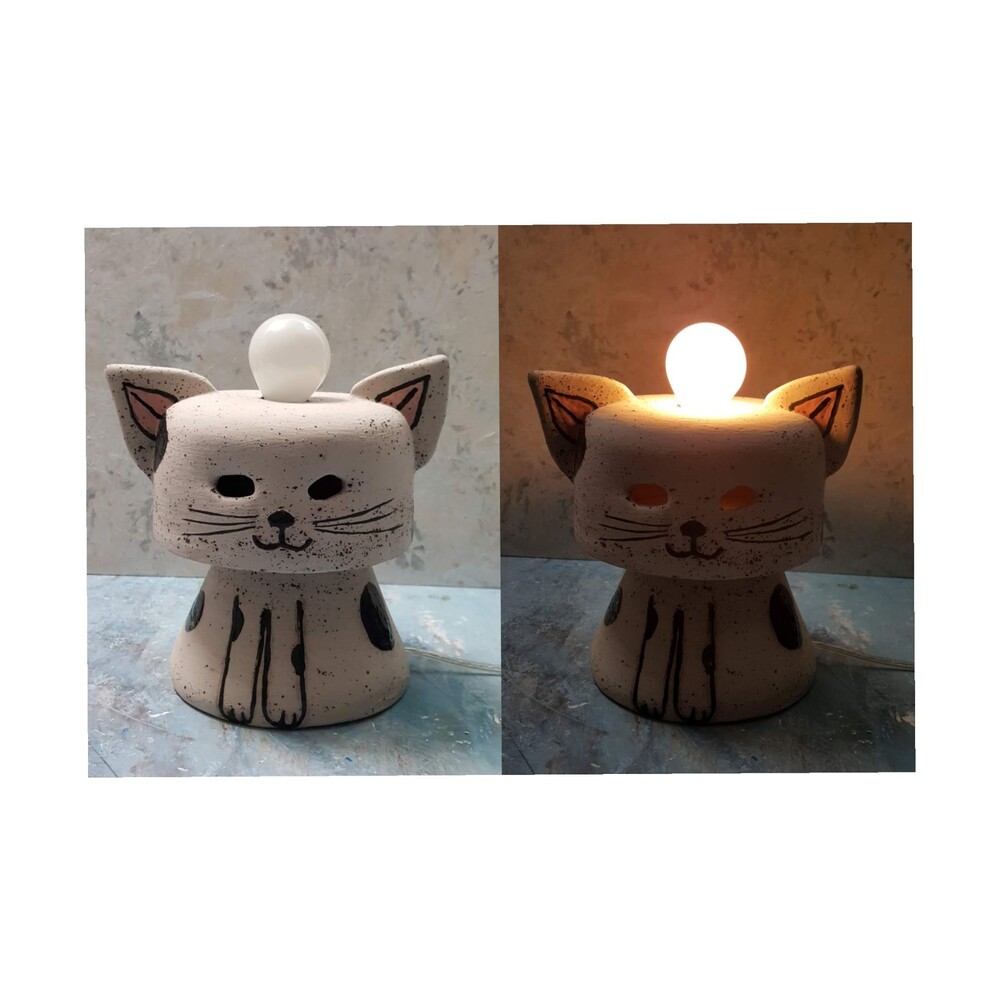 Kedi Formlu, Seramik Aydınlatma 
