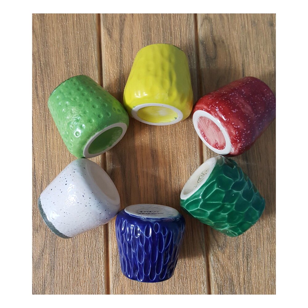 Kulpsuz, Tombul, Seramik Bardak, Kupa, Mug, Canlı Renkler