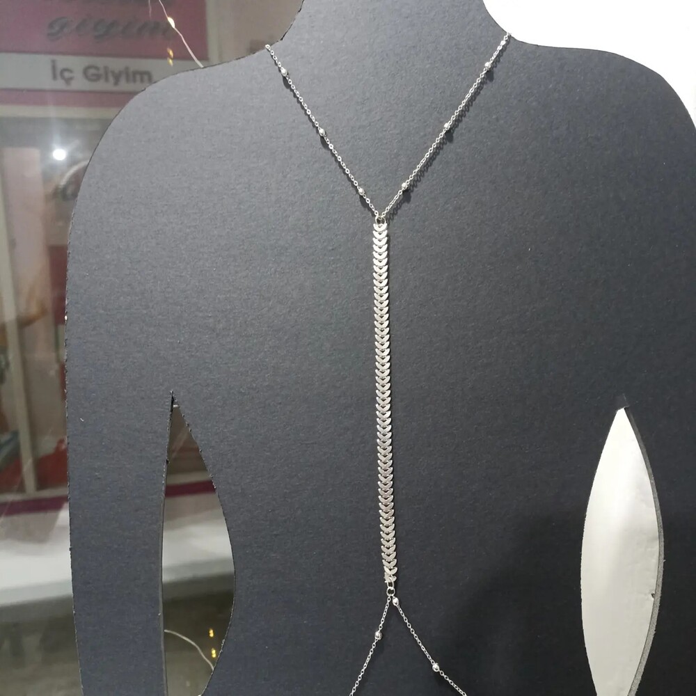 Balık Kılçığı Gümüş Vücut Zinciri