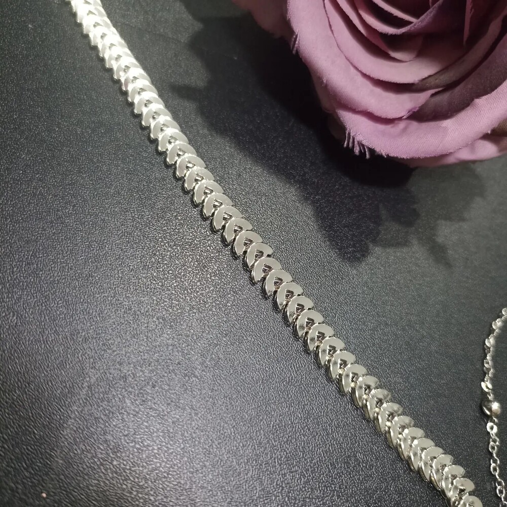 Balık Kılçığı Gümüş Vücut Zinciri