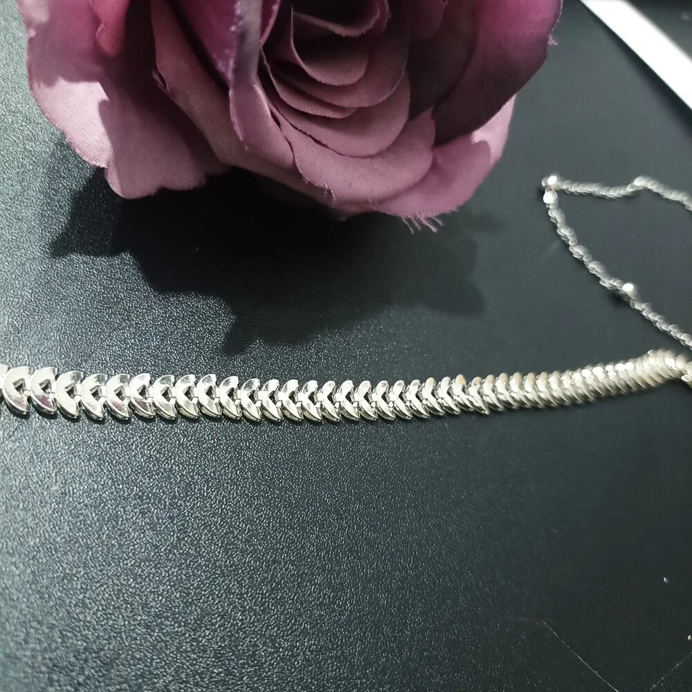 Balık Kılçığı Gümüş Vücut Zinciri