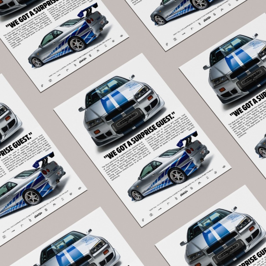 F&F Nissan Skyline GT-R R34 Poster