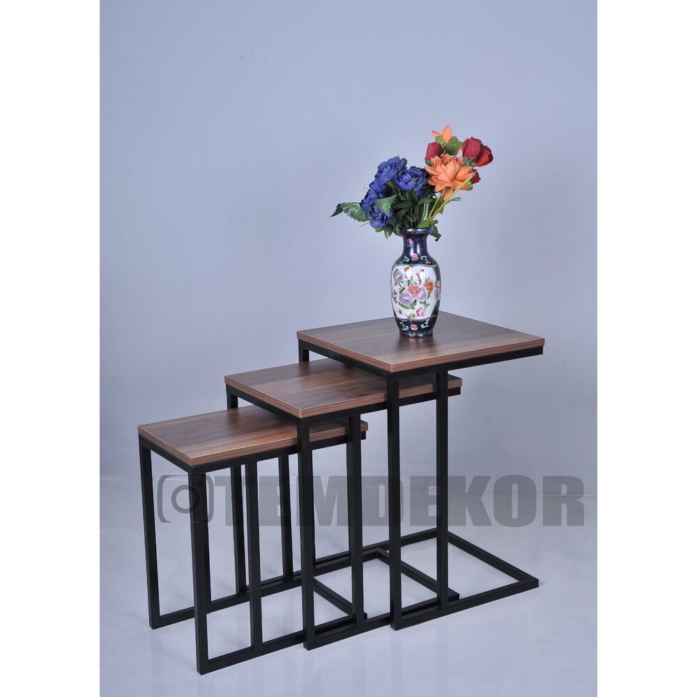 metal üçlü zigon sehpa 