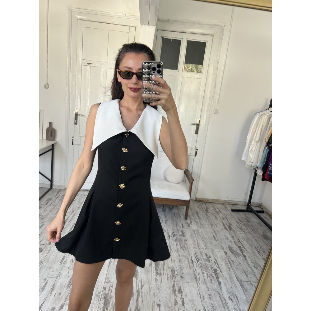 Maxi Yaka Fransız Petit Premium Elbise