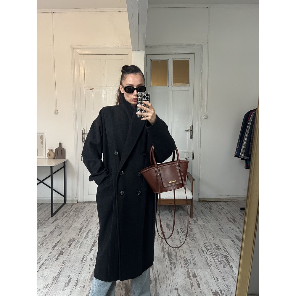 Creation de Paris %100 Yün Kalın Dokuma Premium Kaşe Kaban