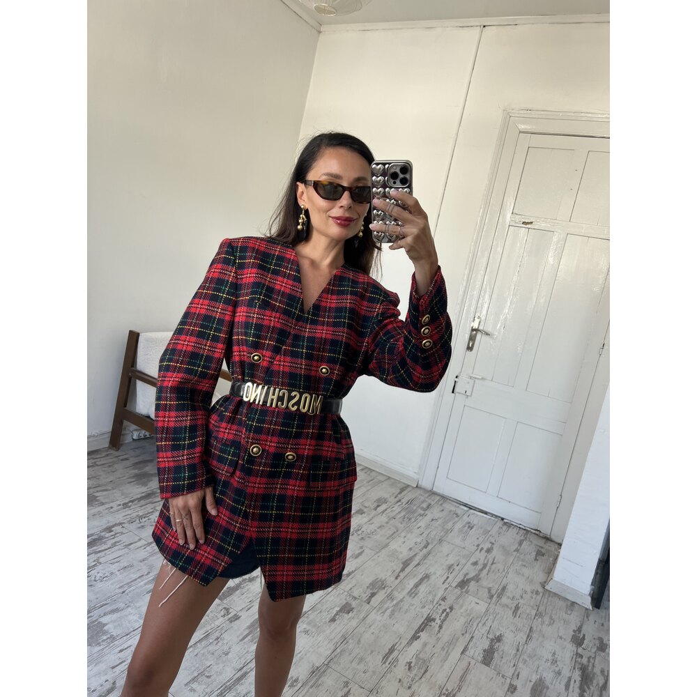 Basler İskoç Tartan Kolej Tipi %73 Yün Dokuma Exclusive Blazer