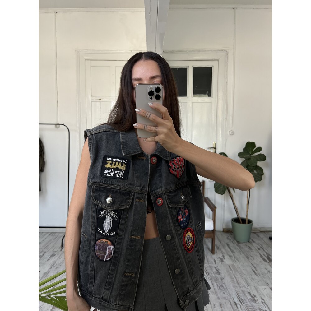Anyway Koleksiyonluk Patch Detaylı Denim Yelek