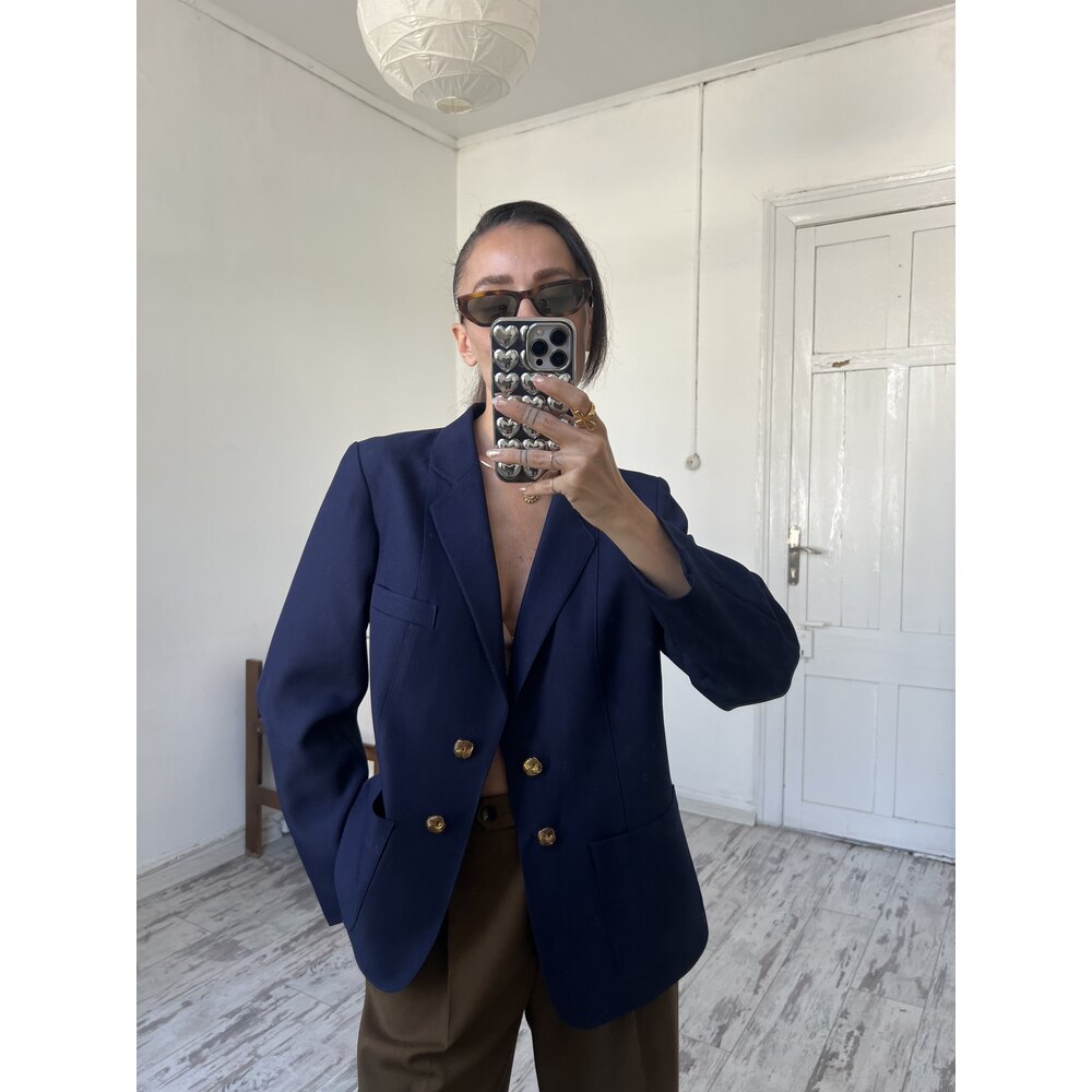 Alman Üretim Gold Düğme Detaylı Premium Blazer