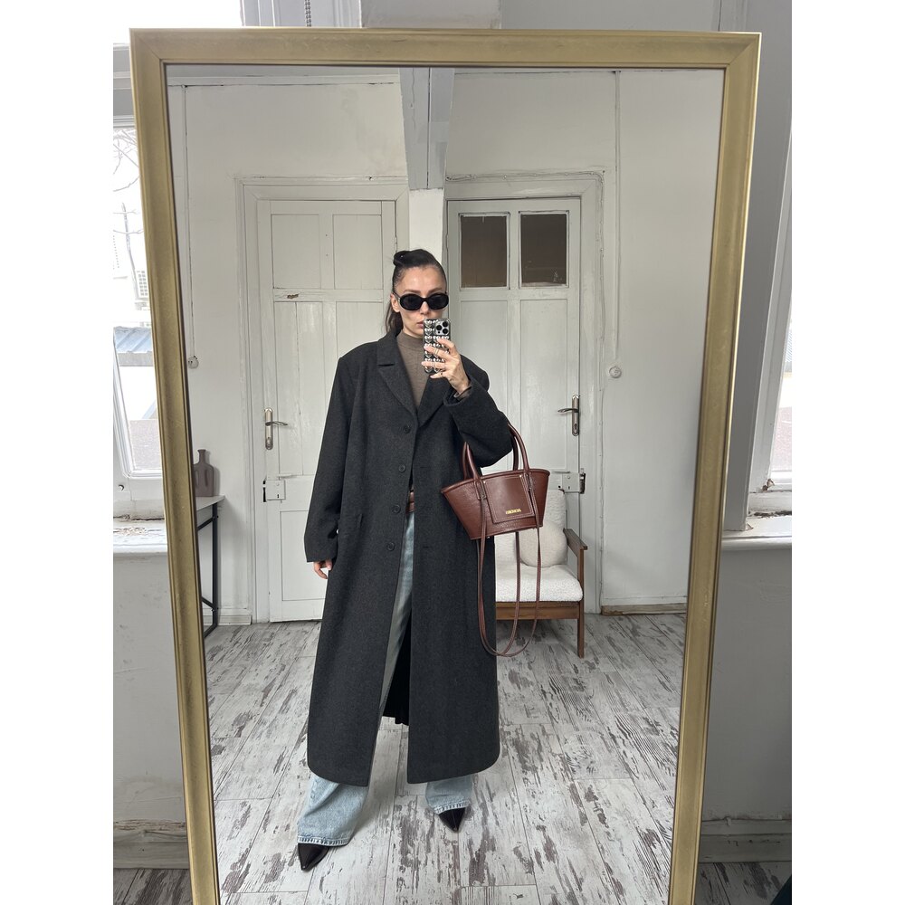 Alman Üretim Maxi Boy %80 Yün İçerik Tüylü Doku Premium Kaşe Kaban