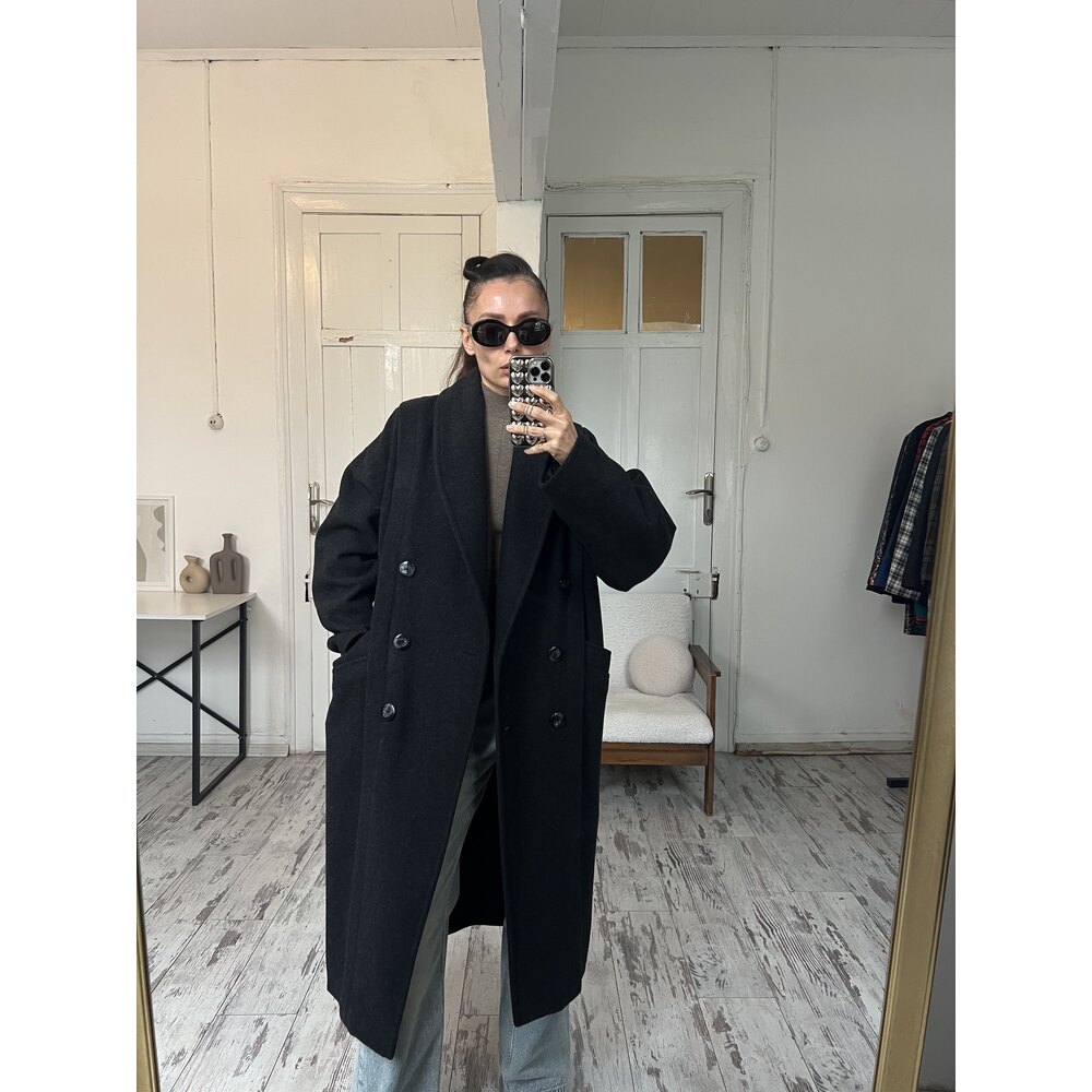 Creation de Paris %100 Yün Kalın Dokuma Premium Kaşe Kaban