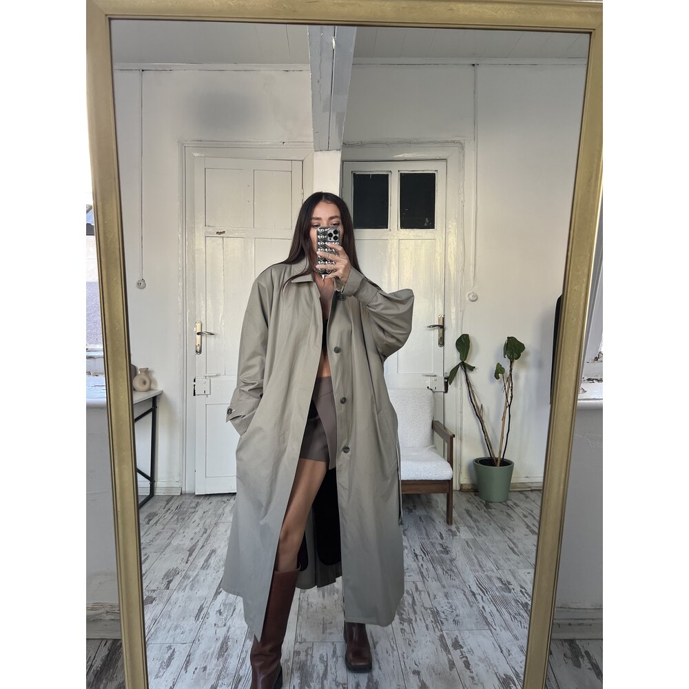 Herdas İçi Fermuarlı Çıkarılabilir Yün Astar Detaylı Maxi Boy Trenchcoat Kaban