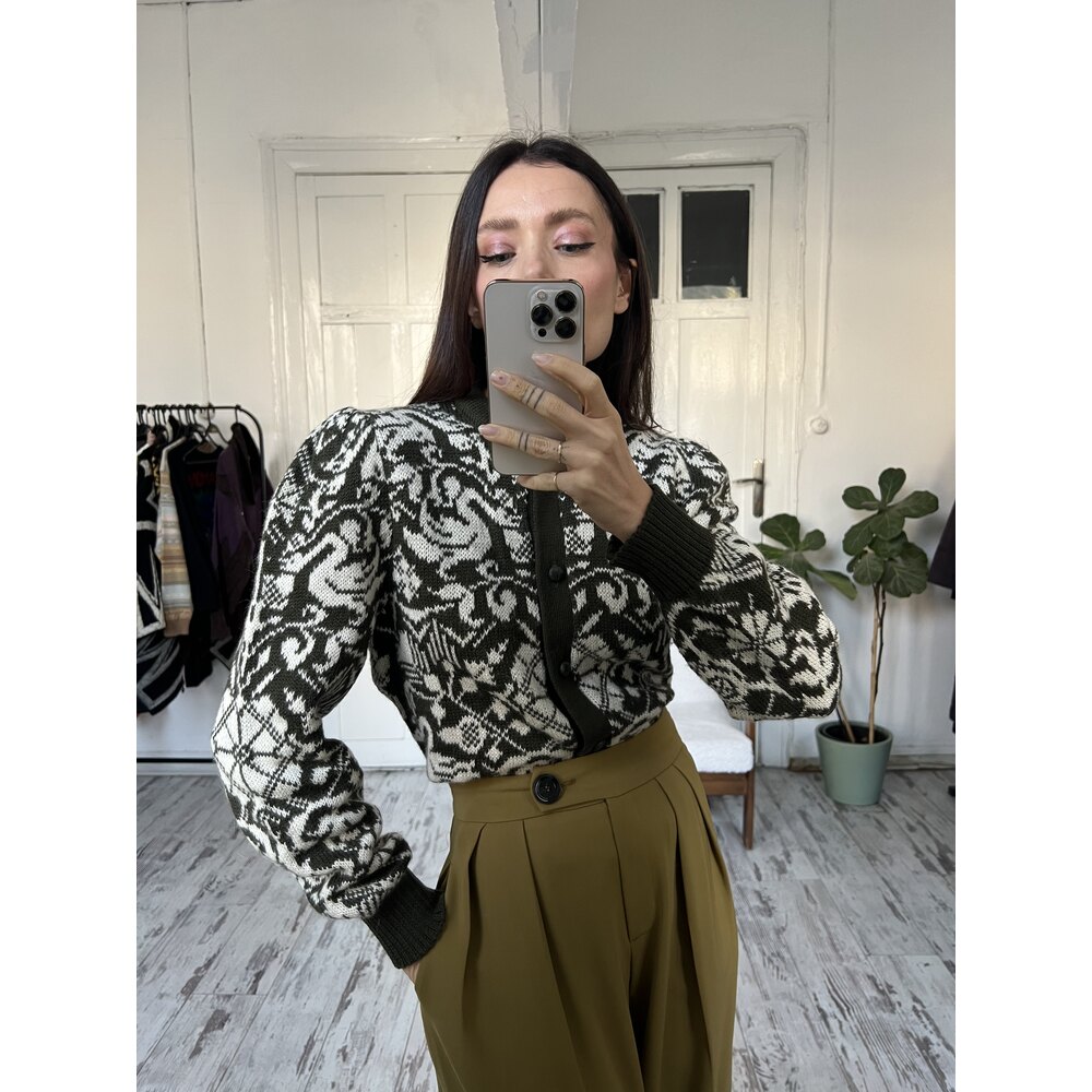 Kuş Figürlü %85 Yün Premium Orjinal Bavyera Hırka