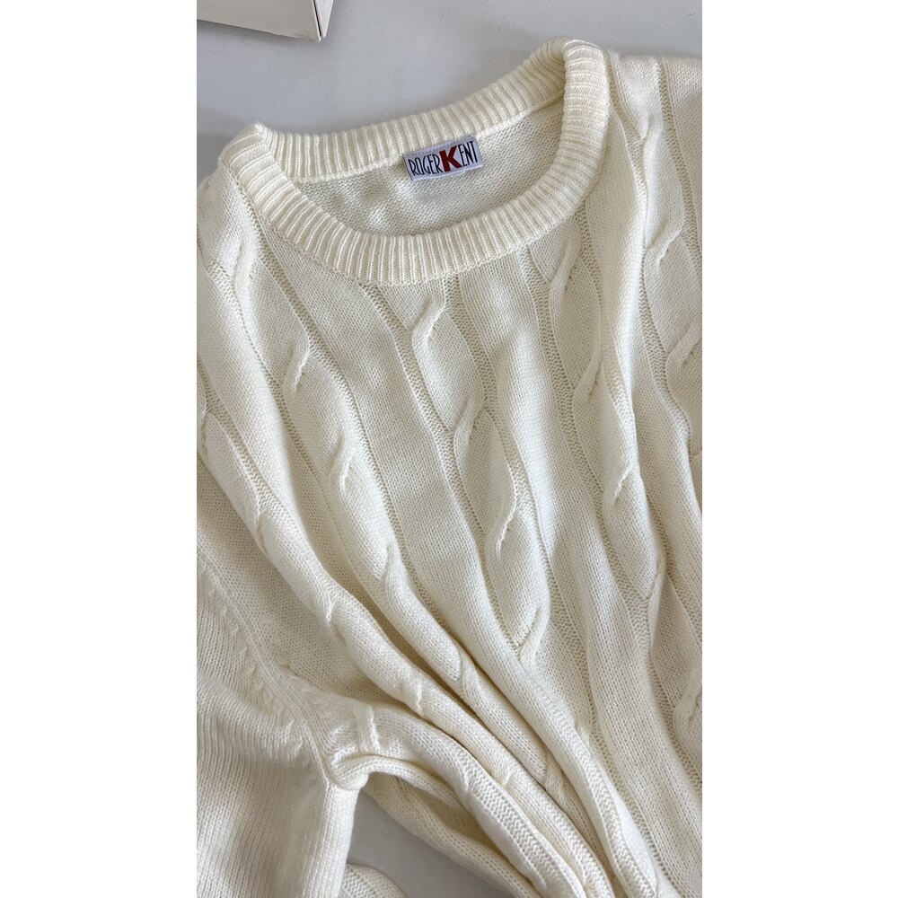 Roger Kent Basic Örgü Detaylı Oversize Boyfriend Kazak