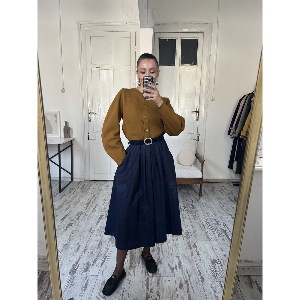 Yessica Germany %70 Yün Dokuma Astarlı Midi Etek