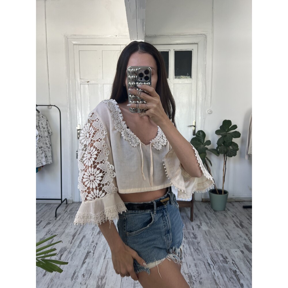 Diolen Cotton Blend Alman Üretim Crop Bavyera Bluz