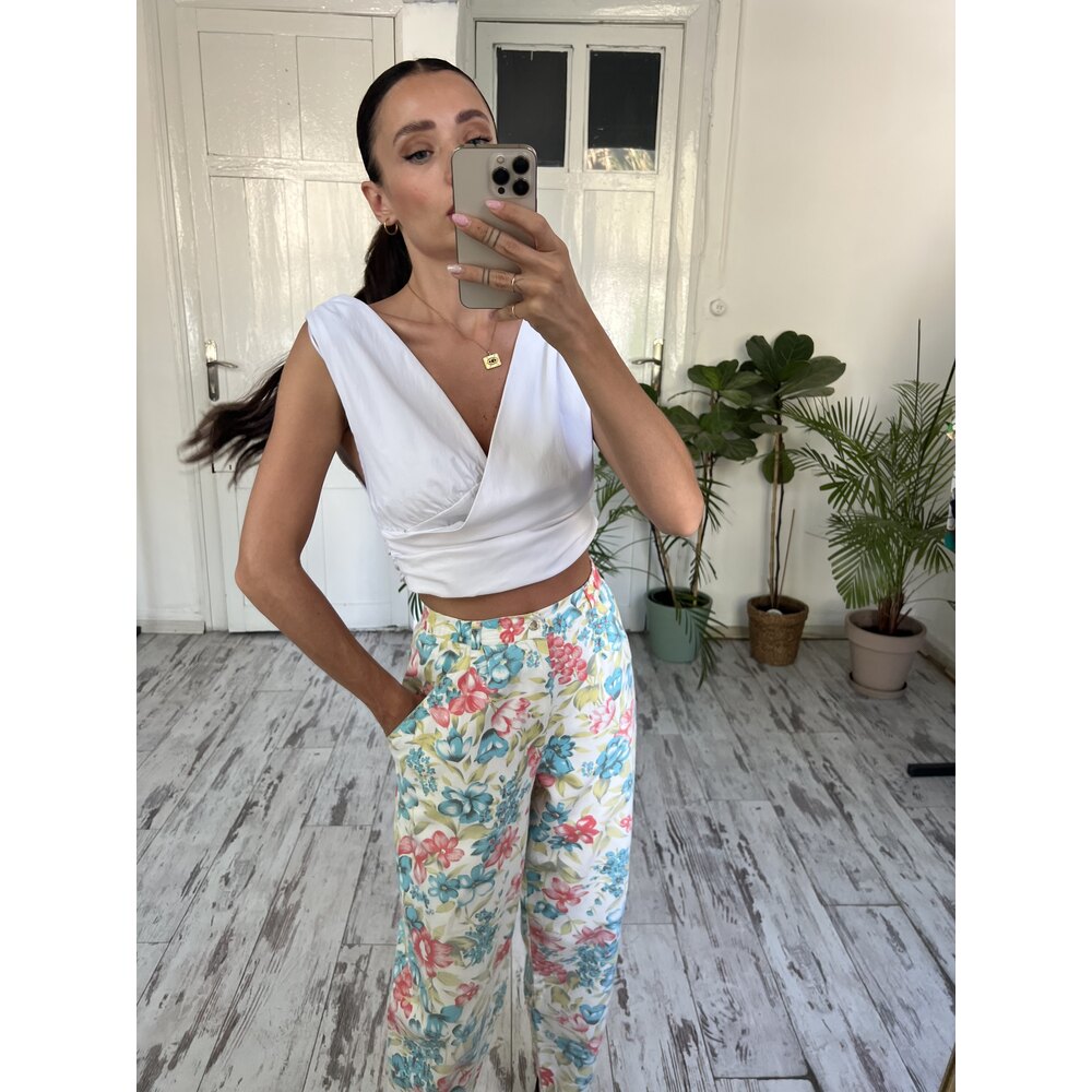 Alman Üretim Floral İnce Denim Harlem Pantolon 