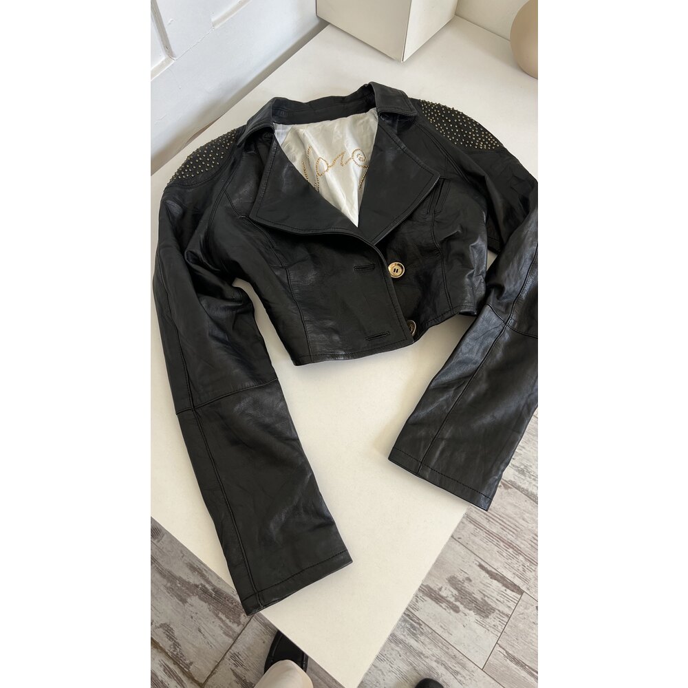 Kor Kor Made in Italy %100 Gerçek Kuzu Derisi Crop Ceket