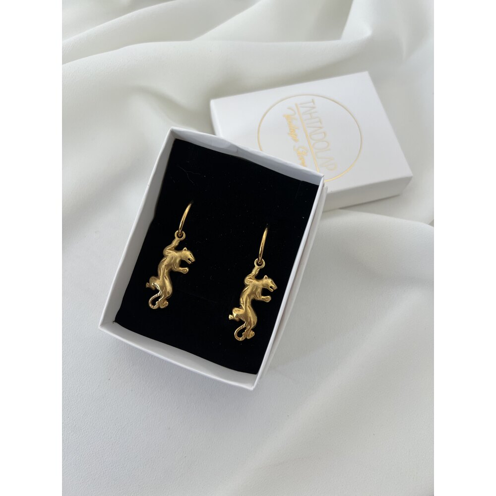 Rising Jaguar 18k Gold Pl Pirinç Döküm Kolye (Çelik Zinciri ile)