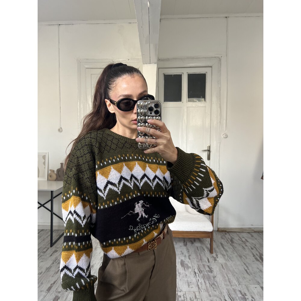 Himalaya İşlemeli Unisex Kazak