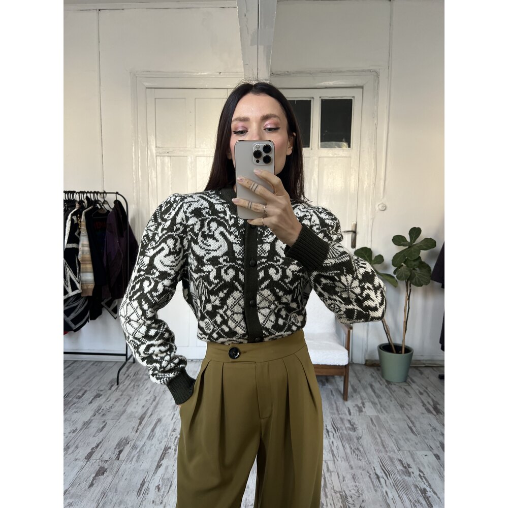 Kuş Figürlü %85 Yün Premium Orjinal Bavyera Hırka