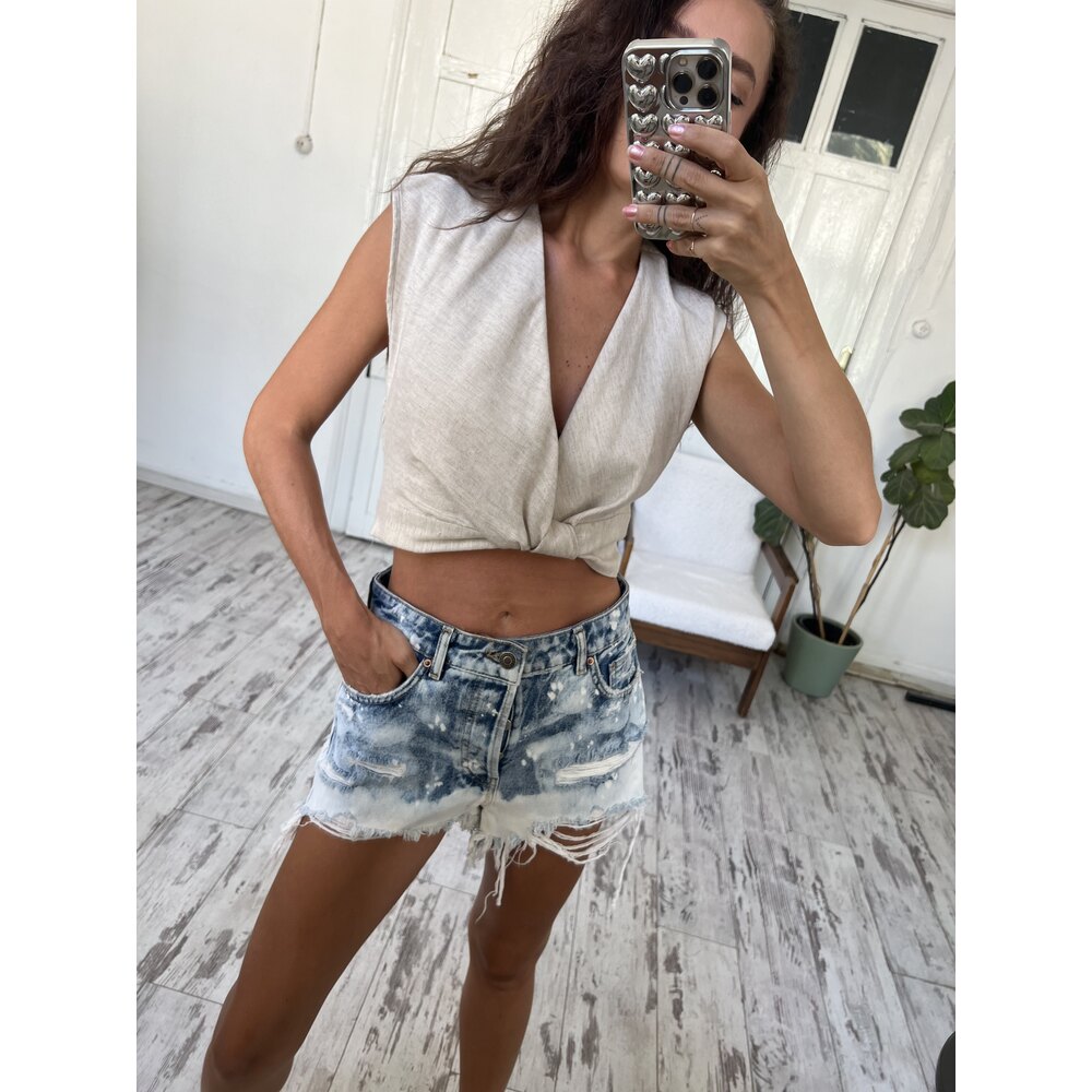 Bleched and Ripped Markalı Denim Şort (Sıfır Ürün)