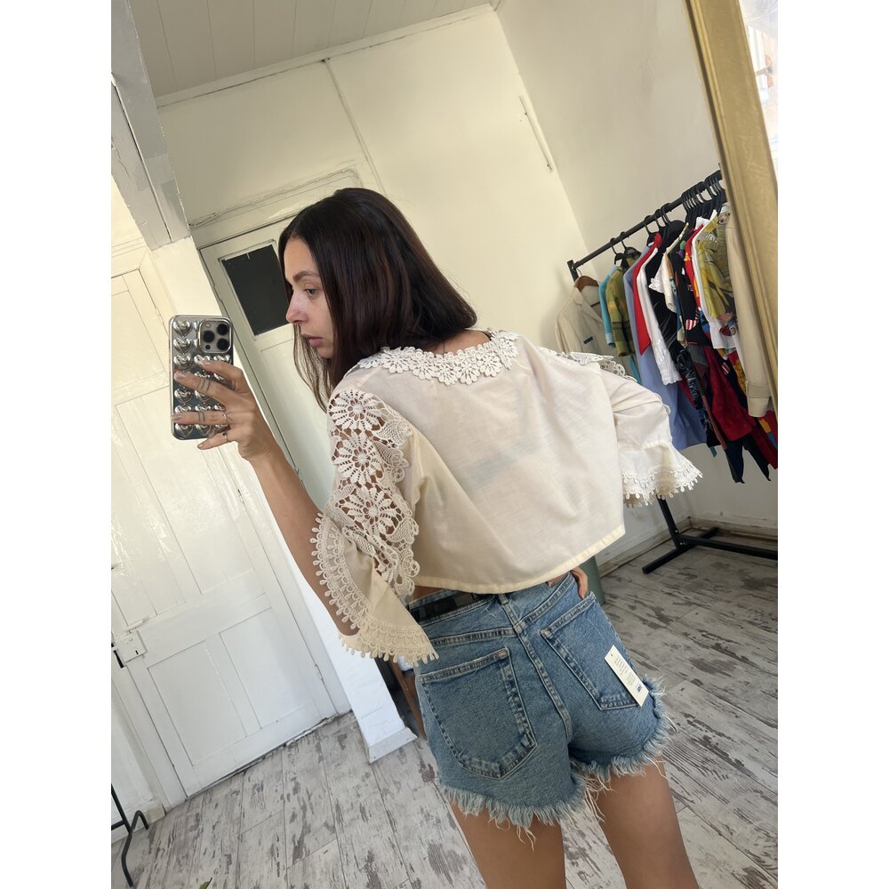 Diolen Cotton Blend Alman Üretim Crop Bavyera Bluz