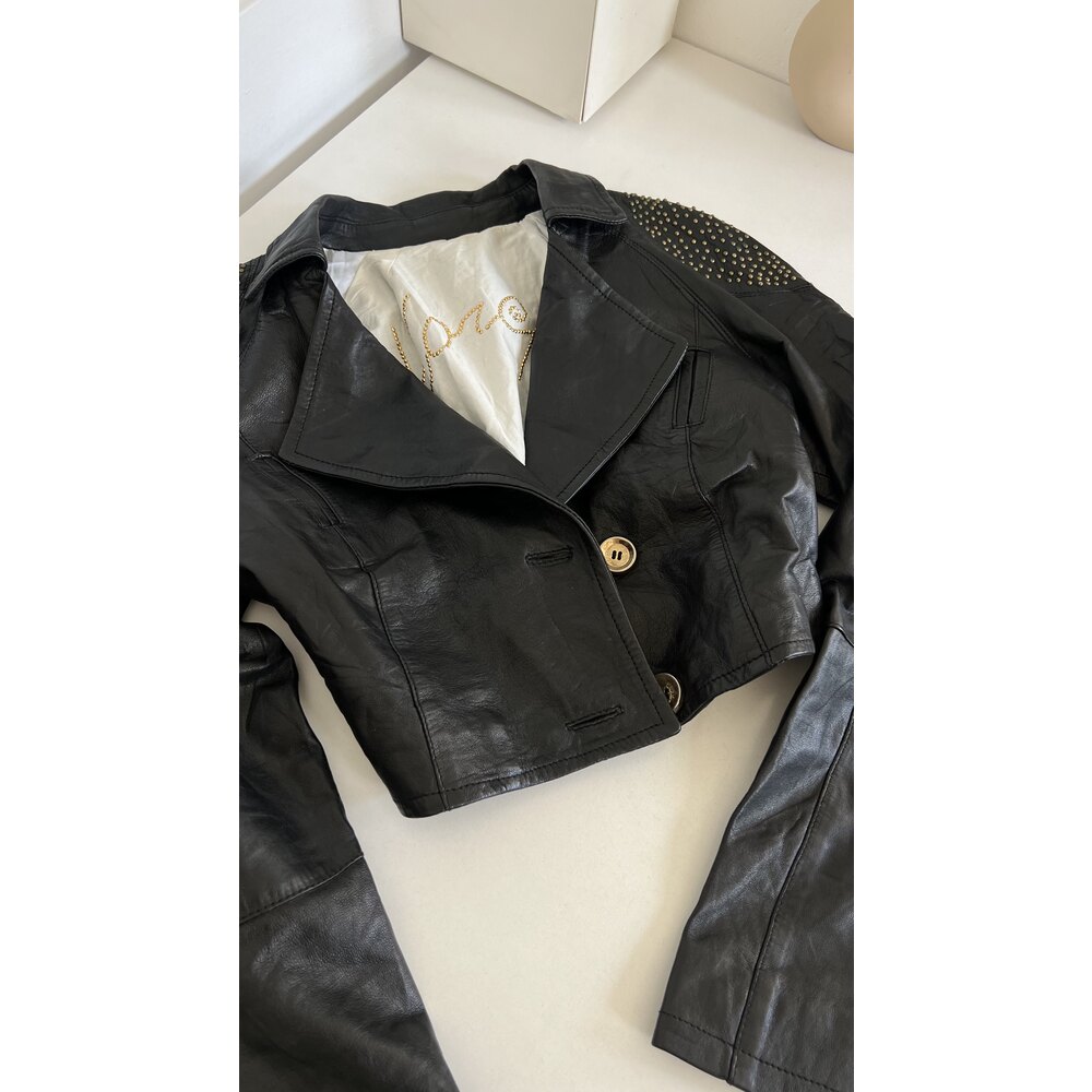 Kor Kor Made in Italy %100 Gerçek Kuzu Derisi Crop Ceket