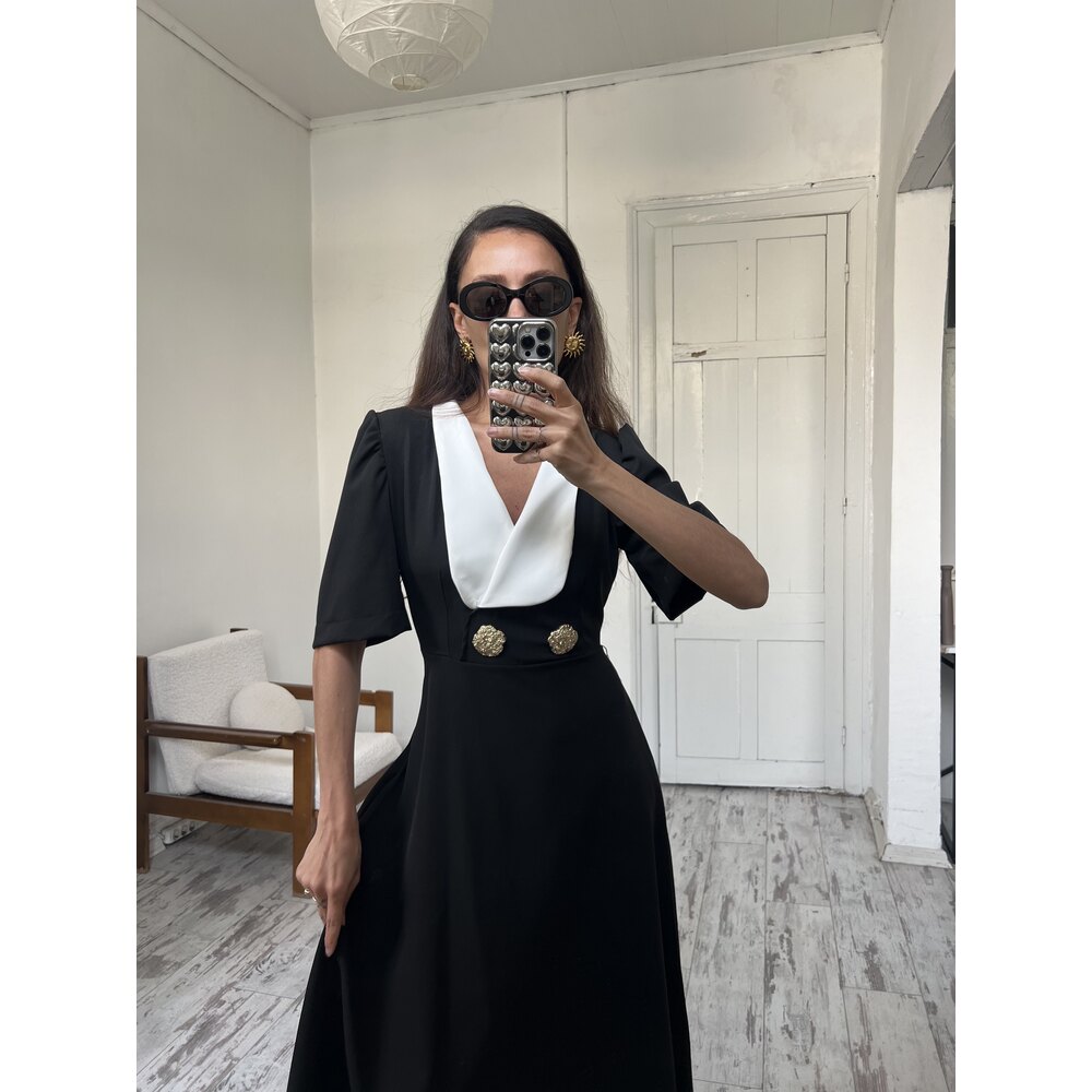 Maxi Yaka Limited Edition Kontrast Elbise