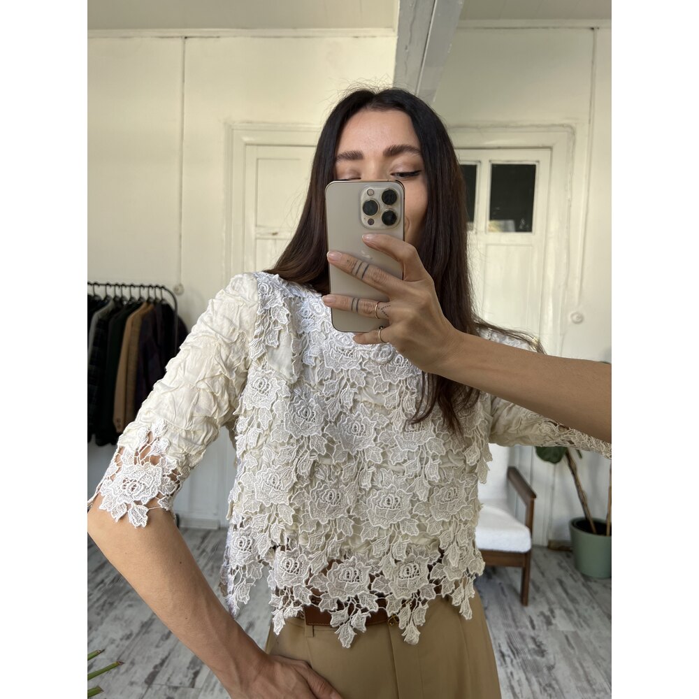 Made in Italy Fransız Güpür %100 Viscose Nadir Parça Bluse