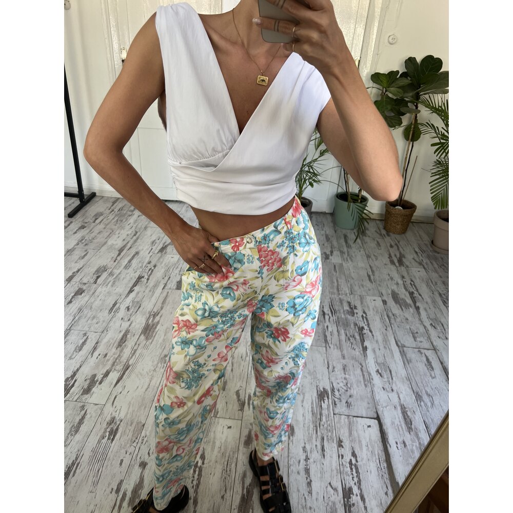 Alman Üretim Floral İnce Denim Harlem Pantolon 