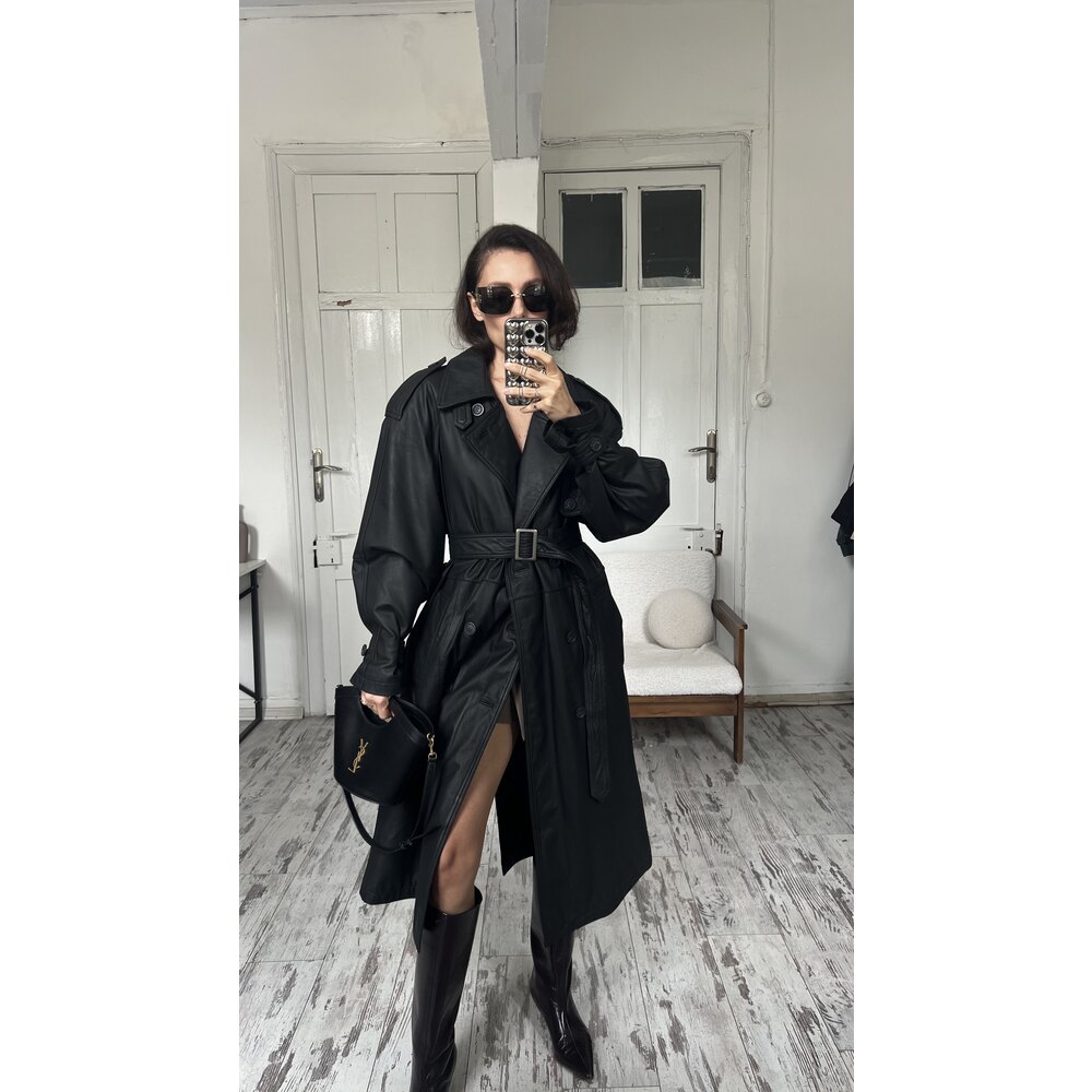 Westbury Germany %100 Gerçek Extra Yumuşak Kuzu Derisi Trench Kaban