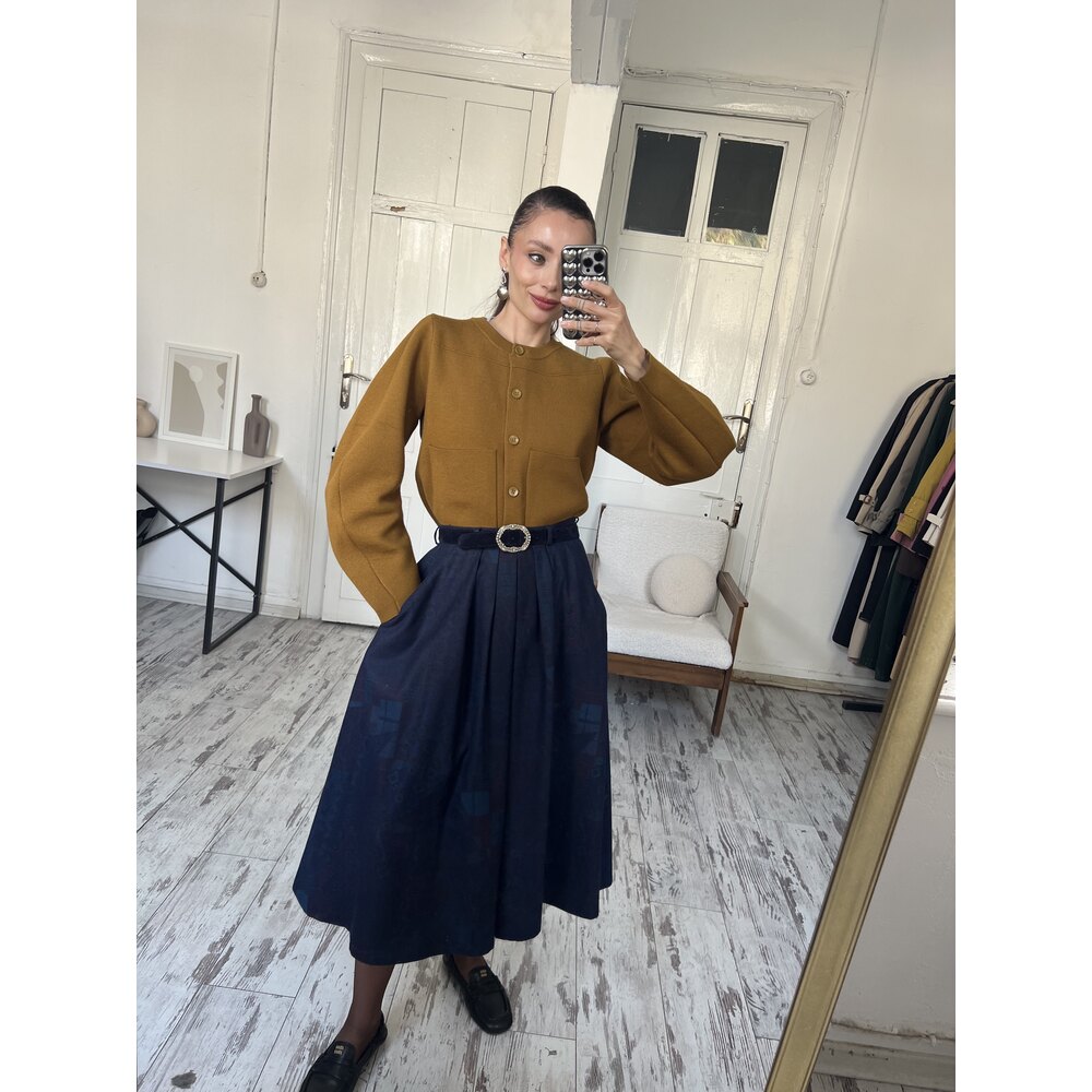 Yessica Germany %70 Yün Dokuma Astarlı Midi Etek