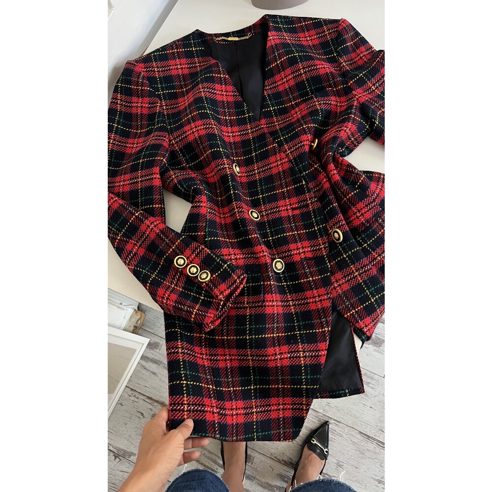 Basler İskoç Tartan Kolej Tipi %73 Yün Dokuma Exclusive Blazer