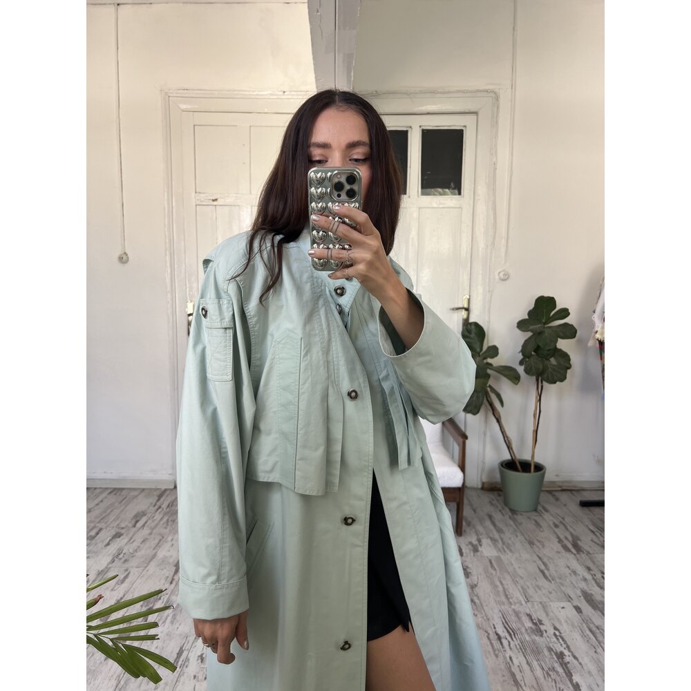 Alman Üretim Mint Yelek Detaylı Tasarım Ürünü Trenchcoat