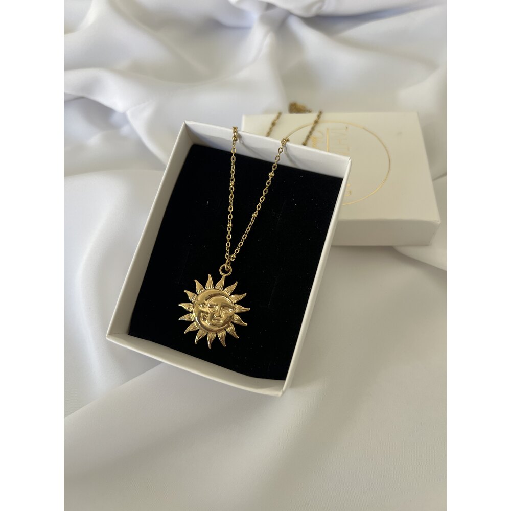 Sun&Moon Özel Üretim Çelik Üzeri 18k Nikelajlı Altın Kaplama Kolye